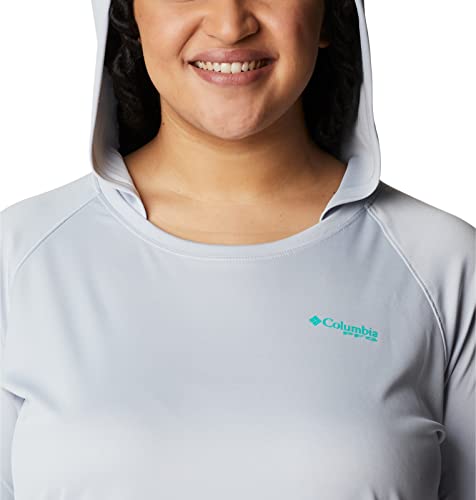 Columbia Women's Tidal Tee Hoodie, Cirrus Grey/Electric Turquoise Logo