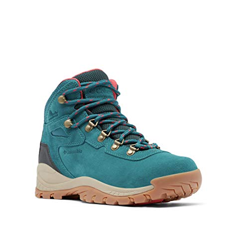 Columbia Women’s Newton Ridge Plus Waterproof Amped Hiking Boot, Waterproof Leather, Deep Wave/Red Coral