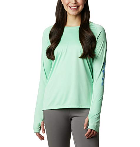 Columbia Women's Tidal Tee Hoodie, Kelp/Stormy Blue Logo