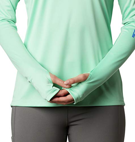 Columbia Women's Tidal Tee Hoodie, Kelp/Stormy Blue Logo