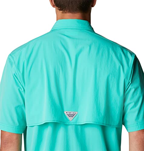 Columbia Men's Permit Woven Short Sleeve, Electric Turquoise - Nature tee