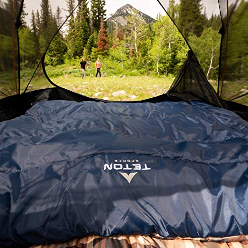 teton sports tent TETON Sports Mammoth +20F Queen-Size Double Sleeping Bag, Blue